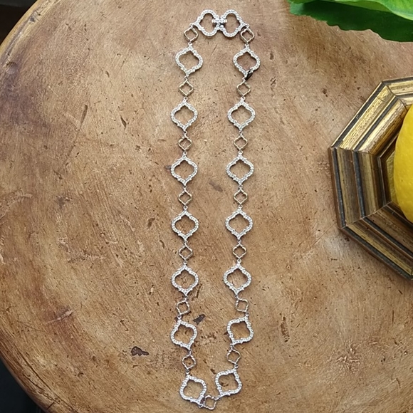 Nadri White Rhodium Alhambra Necklace - Picture 3 of 10